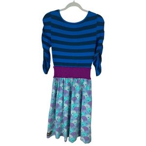 Matilda Jane Tallulah Dress Blue Floral Stripe Size Medium